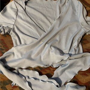 Light blue ribbed Wrap Top size m/small